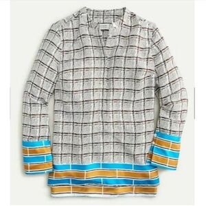 I Crew Collection Mini Windowpane Silk Tunic Lg NWOT